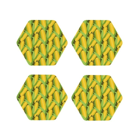 

Fuzoiu Corn 1 Print Leather Coasters Set Drink Coasters Set of 4 for Tabletop Protection Durable PVC Coasters Home Décor and Housewarming Gift-Hexagon