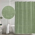 thumbnail image 5 of Vintage Forest Green Small Stall Shower Curtain, Waterproof Shower Curtains for Bathroom, Farmhouse Retro Solid Color Linen Texture Washable Fabric Bath Curtain for Bathtub with Hooks 36x78 Inches, 5 of 6