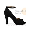 thumbnail image 3 of BLISSFUL STEP Platform Peep Toe Ankle Strap Stiletto Heel Pumps for Women Black 8, 3 of 6