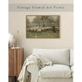 thumbnail image 2 of Drsoum 16x24in Framed Canvas Wall Art Vintage Classical Oil Painting Sheep Herds and Shepherds Room Decor for Bathroom Bedroom Living Room - Natural Framed, 2 of 7
