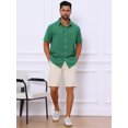 thumbnail image 2 of INSPIRE CHIC Men's Shirts Short Sleeve Button Down Beach Summer Point Collar Shirt 2XL Green, 2 of 5