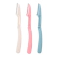 thumbnail image 4 of Portable Foldable Eyebrow Trimmer Razor, Women's Facial Hair Removal Tool, Stainless Steel Dermaplaning Shaver for Eyebrows & Peach Fuzz, 3 Pack, 4 of 8