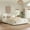 White + Linen Blend + MDF+Steel + Solid Wood, variant on [Luckynote]King Size Modern Upholstered Bed Frame with Linen Fabric and Solid Wood Legs, White