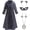 Coat+Accessories, variant on Girls Black Plaid Long Coat Costume Halloween Gothic College Style Cosplay Dress up for 7-8Y