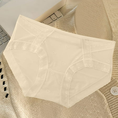 Women s Boy Short Panties Women s Lace Underwear Mid-Waisted Ice Silk Full Cover Underwear Soft Satin High Waisted Panties Lightweight Breathable Underpant Briefs Underwear for Women Plus Size Beige