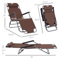 thumbnail image 3 of Outsunny Outdoor Lounge Chair 2-Level Zero Gravity Recliner w/Pillow, Brown, 3 of 10