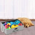thumbnail image 4 of Brabtod Dog Toys Storage Bins-Foldable Fabric Trapezoid Organizer Boxes with Weave Rope Handle,Large Collapsible Basket for Shelves,Dog Apparel GreyStrip, 4 of 7