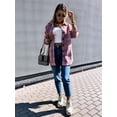 thumbnail image 4 of Women Flannel Shacket Plaid Button Down Long Sleeve Shirts Jacket Coats Fall Outfits Fashion Clothes Pink M, 4 of 9
