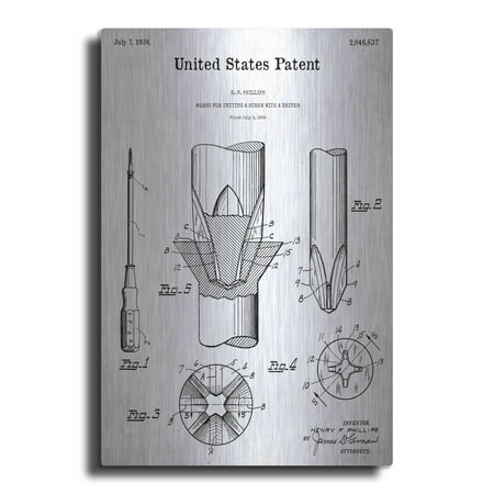 

Luxe Metal Art Screw Driver Blueprint Patent White Acrylic Glass Wall Art 24 x36