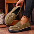 thumbnail image 3 of Rokment Womens Rhinestones Penny Loafers 2026 Spring Fall Fashion Casual Suede Sparkly Chunky Slip on Walking Oxfords Dress Shoes B Size 9, 3 of 7