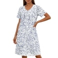 thumbnail image 4 of Women Zip Up Robe Short Bathrobe Lightweight House Coats Trendy Print House Dress Pockets Nightgown, 4 of 6