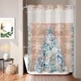 thumbnail image 2 of No Hook Shower Curtain, Coastal Christmas Trees Shower Curtains for Bathroom with See Through Top Window, Winter Snowflakes Corals Wood Grain Waterproof & Washable Bath Curtain Stall 48"x72", 2 of 9