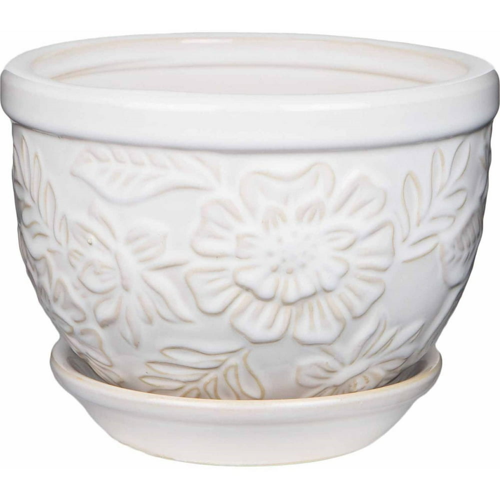 Pennington Ceramic Vintage Floral Pot/Planter, 6 inch