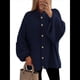 thumbnail image 1 of Cárdigan de Invierno con Botones para Mujer, Cuello Alto, Larga, Punto Grueso, Abrigo Negro M, 1 of 7