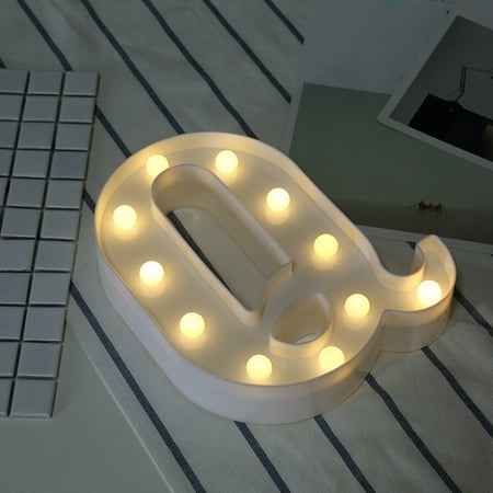 

TANGNADE Alphabet LED Letter Lights Light Up White Plastic Letters Standing Hanging Q