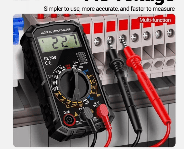 Digital Multimeter LCD AC/DC Voltmeter Ammeter Ohmmeter – Electrical Voltage Tester with Test Leads, Portable Handheld Circuit Meter