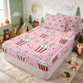 thumbnail image 3 of Erosebridal Bunny Zipper Twin Comforter Sets with Fitted Sheet and 2 Pillowcases for Girls, Popcorn Bucket Zipper Bedding Set, Pink Reversible, 3 of 7