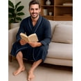 thumbnail image 6 of NY Threads Men's Robe Cotton Blend Knit Bathrobe, Large, Navy, 6 of 7