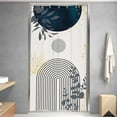 thumbnail image 2 of Small Stall Navy Blue Boho Mid Century Shower Curtain for Bathroom Decor 36Wx72H Modern Abstract Gold Leaves Minimalist Geometric Art Printed Fabric Polyester Waterproof 6 Pack Plastic Hooks, 2 of 6