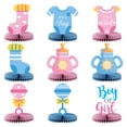 thumbnail image 1 of Un conjunto de decoración de mesa con adornos de bolas de panal para revelar el género de la fiesta del bebé de bienvenida, 1 of 6