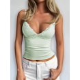 thumbnail image 6 of Camisole Tops for Women Tank Tops Y2K Spaghetti Strap Undershirts Slim Going Out Top Green M, 6 of 8