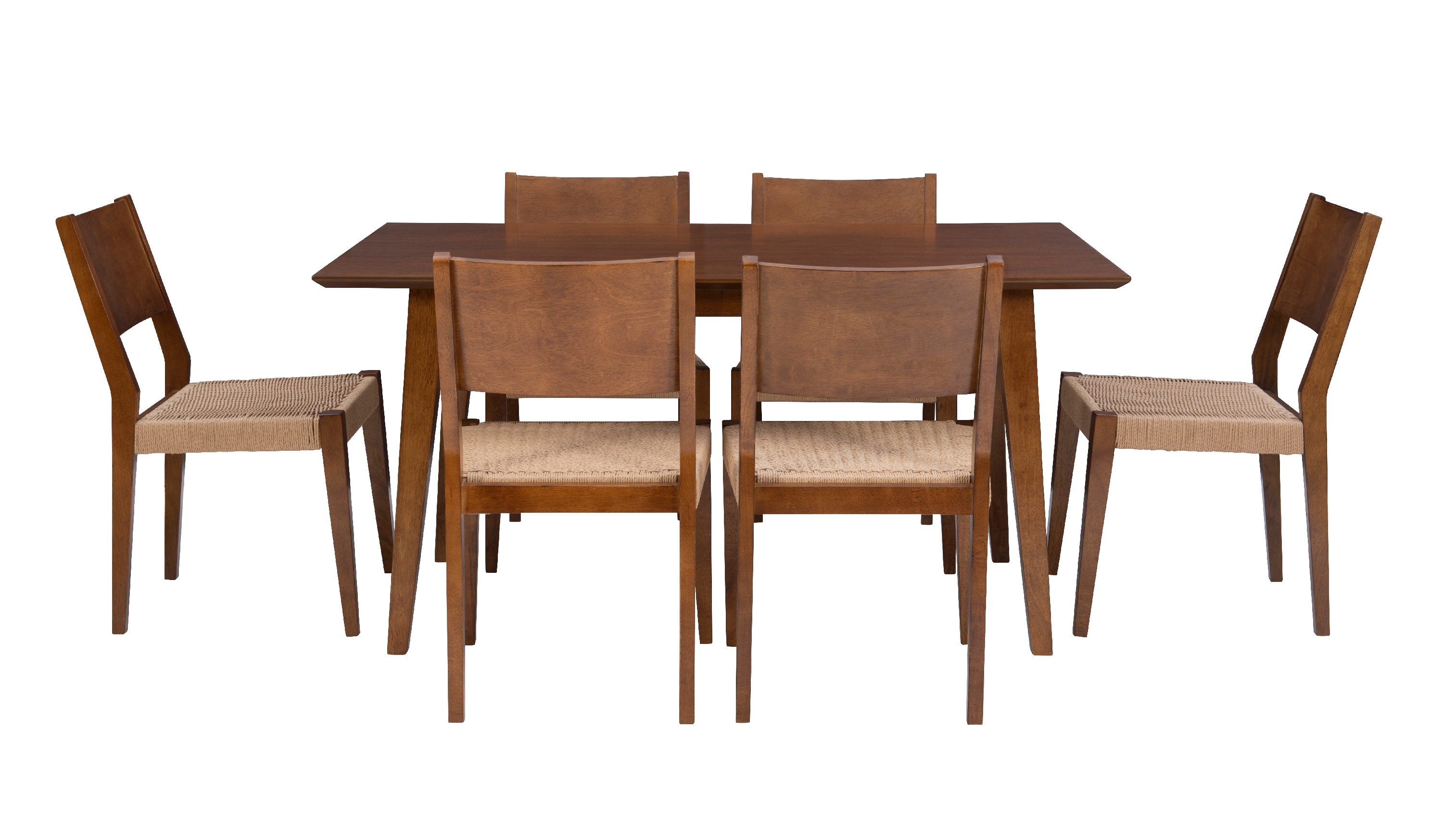 Holden Mid-Century Modern 7-Piece Dining Set, Brown