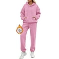 thumbnail image 2 of Casual Hoodie and Sweatpants Outfit Cosplay Hooded Pullover Sweatsuits Jogger Sets for Unisex 2025 Pink M, 2 of 3