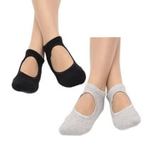 Zoyueyie 2 Pairs of Women Breathable Pilates Yoga Non Grip Cotton Ballet Dance Massage Ankle Socks (Black Grey)