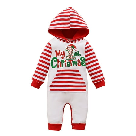 

Toddler Kids Baby Romper Boys Girls Christmas Long Sleeve Letter Prints Hoodie Jumpsuit Outfits For 3-6 Months
