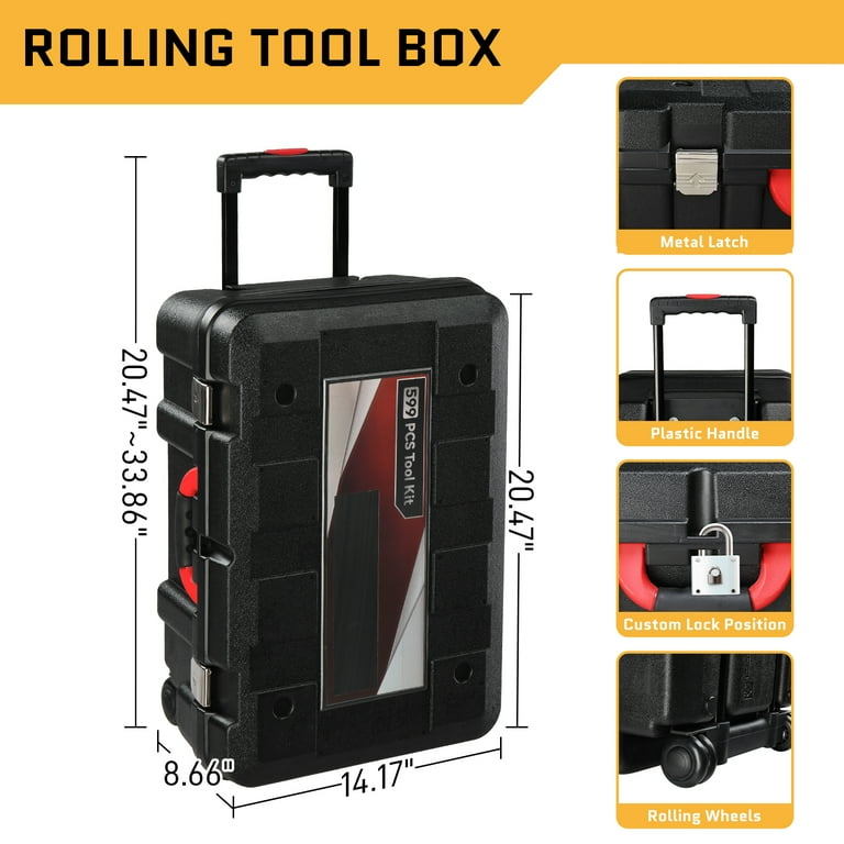 Ktaxon 599pcs Tool Set, Rolling Case, 21V Cordless Power Drill
