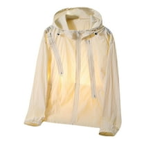YLSDY Mens Lightweight Quick Dry Sun Protection Windbreaker Outdoor Athletic Waterproof Raincoat Hiking Cycling Jacket Beige M