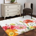 thumbnail image 3 of Pink Yellow Floral Area Rugs 3'x5', Washable Small Throw Rugs for Living Room Bedroom, Spring Flowers Elegant Botanical Indoor Outdoor Rug Non-Slip Low Pile Carpet Runner Reversible Floor Mats, 3 of 8