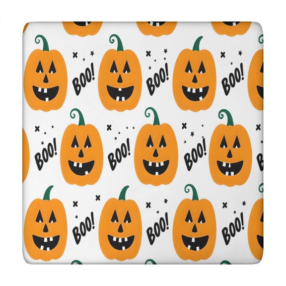 Happy Halloween Tablecloth with Elastic Edge Waterproof Spillproof Pumpkin Spooky Square Tablecolths Table Cover for Halloween Birthday Wedding Graduation (34x34in)