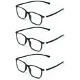 thumbnail image 2 of 3 Pairs Wide Fitment Men Reading Glasses - Super Lightweight TR90 Frame With Extended Temple - Clear Lens Reader Black +2.00, 2 of 5