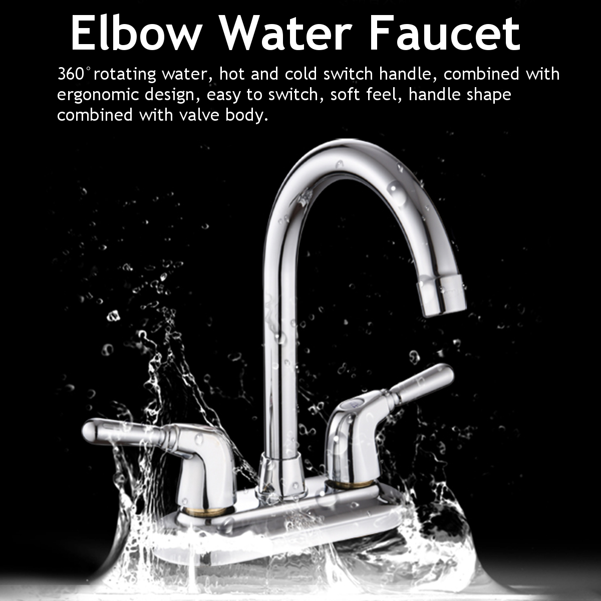 Novashion 360° Rotates Mixer Tap for Kitchen Faucet Double Holes and Handles Sink Faucet Basin Sink Mixer Water Tap - image 3 of 6