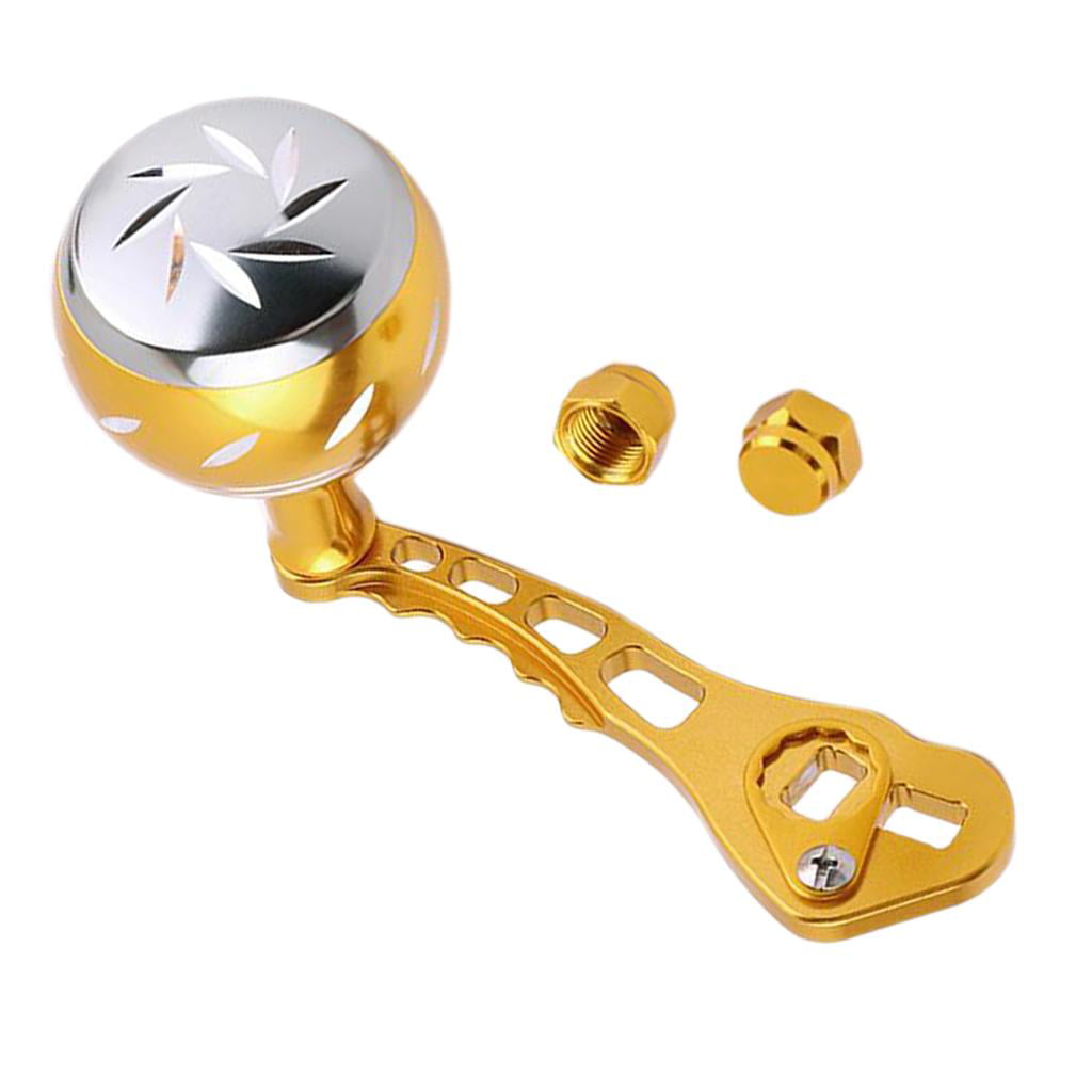Stainless Steel Baitcasting Fishing Rocker Reel Handle with Ball Knob Gold 