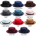 thumbnail image 2 of Women Men Vintage Wide Brim Dress Dance Party Woolen Stage Performance Fedora Hat Panama Cowboy Hat Jazz Cap SAPPHIRE BLUE, 2 of 8