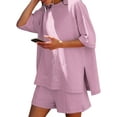 thumbnail image 3 of YATELLE Womens Shorts Sets 2 Piece Outfits Summer 2025 Half Sleeve Crew Neck Cotton Lounge Sets Matching Clothing, 3 of 6