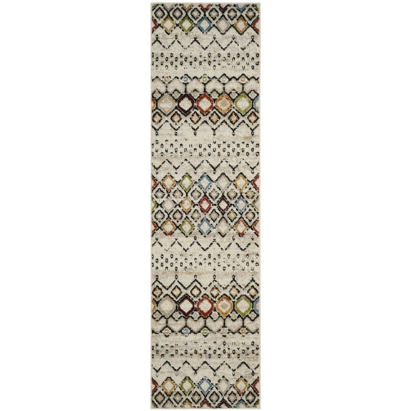 SAFAVIEH Amsterdam Gladwin Geometric Runner Rug, Ivory/Multi, 2'3" x 8'