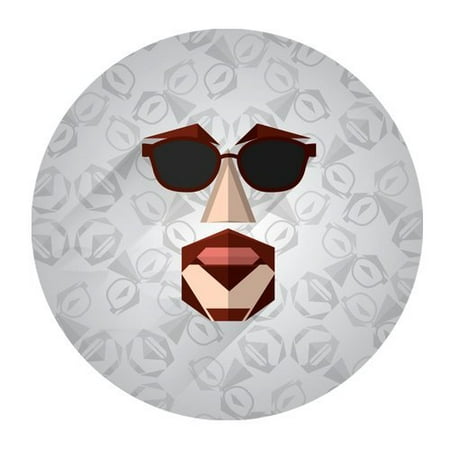 MKHERT Cool Man Face with Mustache and Glasses Round Mousepad Mat For Mouse Mice Size 7.87x7.87 inches