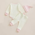 thumbnail image 5 of Povozer Baby Girl Going Home Outfit Ruffle Ribbed Romper Top Pants Set(Pink,6-9M), 5 of 9