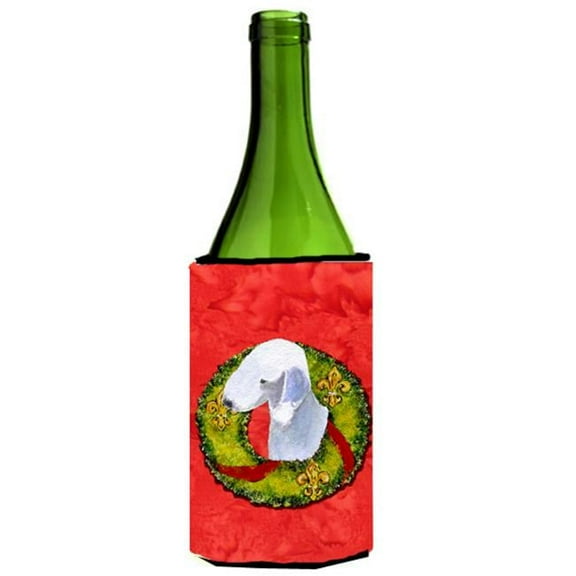 Bedlington Terrier Christmas Wreath Wine bottle sleeve Hugger - 24 oz.