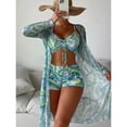 thumbnail image 2 of 3PCS Tropical Bikini De Cintura Alta Tres Piezas Mujeres Sexy Manga Larga Cubierta Traje De Baño 2023 Verano Push Up Beach Ropa De Playa, 2 of 3