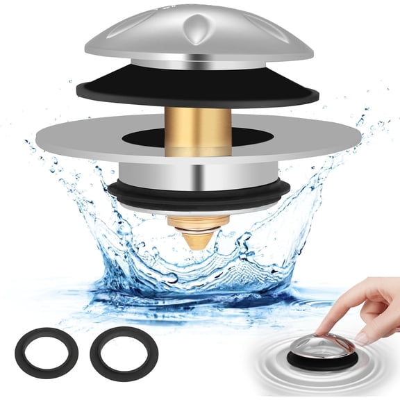 Tub Stopper, Bathtub Drain Stopper Replacement for Tip Toe/Trip Lever/Lift&Turn Bathtub Drain, Detachable Pop Up Bath Tub Drain Stoppers for 1.5" to 1.78" Drain Holes, Chrome Plated