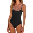 thumbnail image 3 of QATAINLAV Backless Cami Bodysuits for Women Scoop Neck Sleeveless Spaghetti Strap Tanks Thong Solid Color Slim Fit Jumpsuits Yoga Outfits, Black, S, 3 of 8