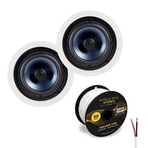 Polk Audio RC80i 8 Inch In Ceiling 2 Way Speakers Cable Bundle (Pair)