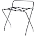 thumbnail image 2 of Drevy - Metal Foldable Luggage Rack, Suitcase Stand with Back, Chrome/Black, 2 of 4