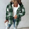 thumbnail image 4 of Vinsonshop Shacket Fleece Jacket Women Plaid Shirts for Women Spring Jackets Hooded Shirt Women Business Casual Jackets for Women Hooded Jacket Women Dark Green L, 4 of 6