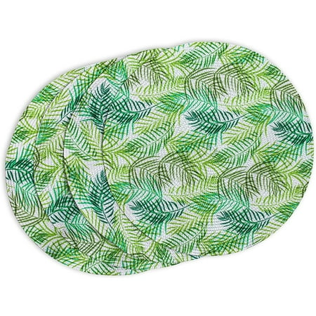 

Round 15 Green Woven Fern Leaf Placemat Set of 4 Round Dining Table Mat