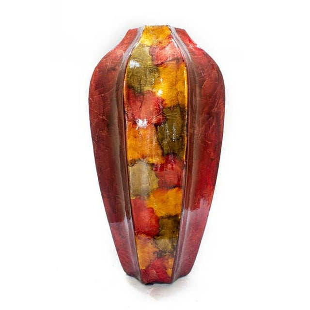 Home Roots Beddings 328635 Ceramic Table Vase, Copper, Red & Gold - 16 in.